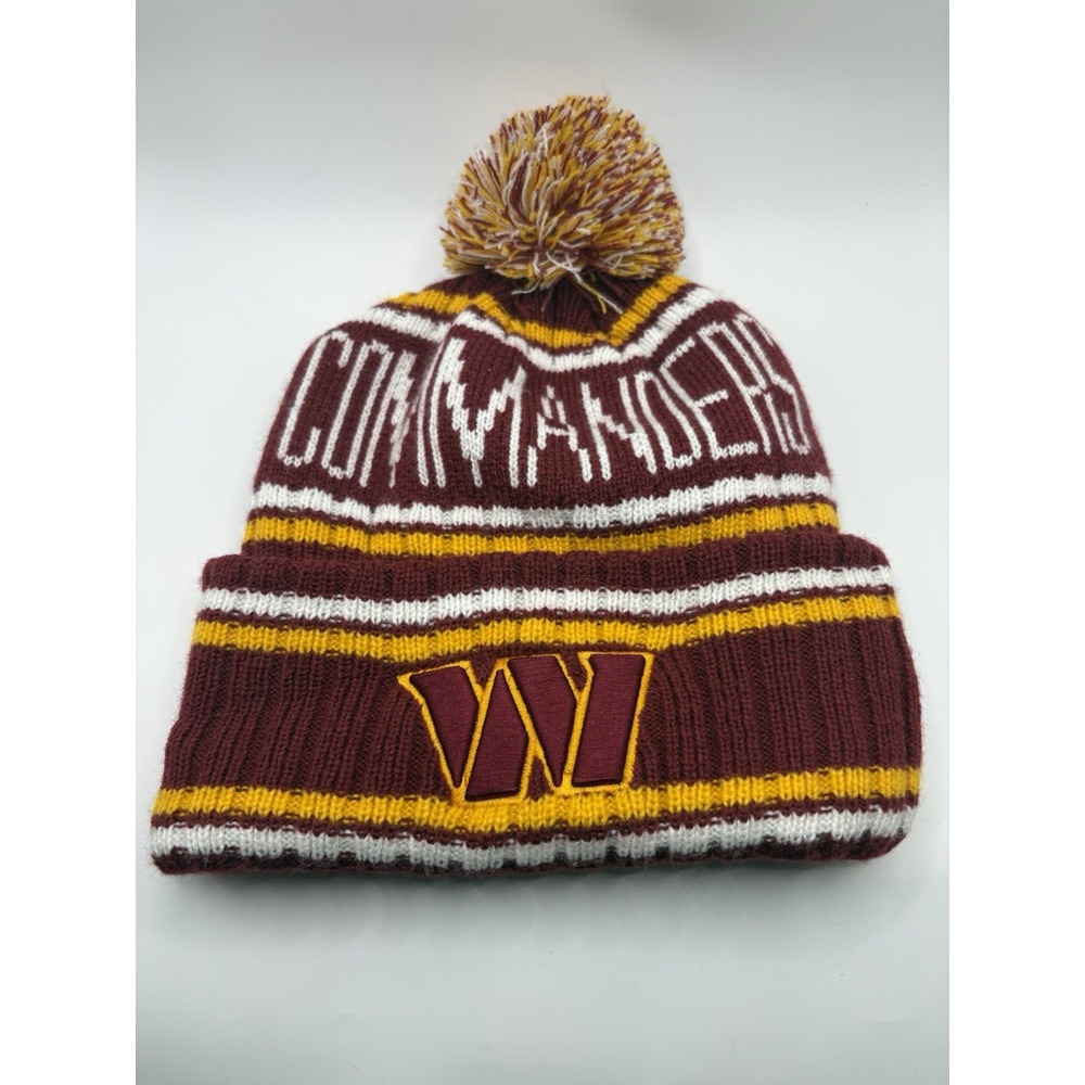 Washington Commanders NFL Beanie Hat Pom Pom Burgundy Gold Knit Winter Cap OSFA